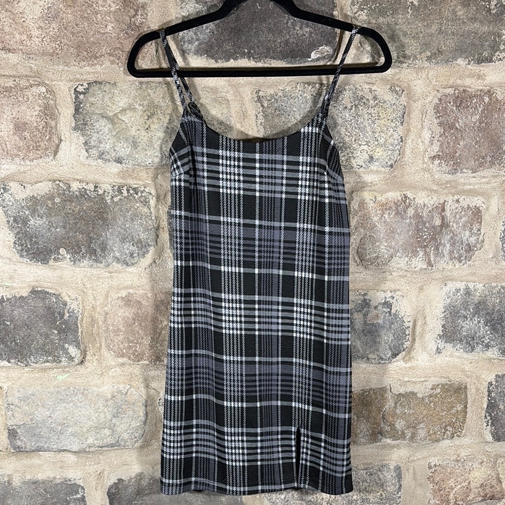 J‎ for Justify Black and White Plaid Mini Dress Junior's Small Y2K Sleeveless